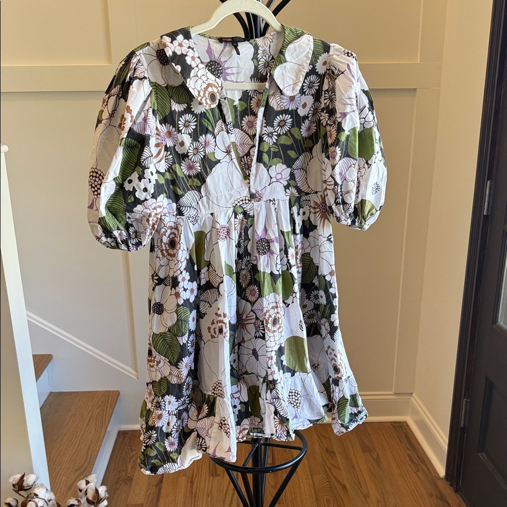 Maje Purple and Green Floral Dress